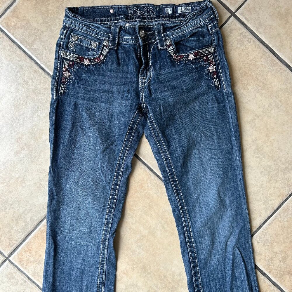 Y2K Miss Me cuffed capri jeans with rhinestones Size 27